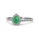 1 - Arella Desire Pear Cut Emerald and Diamond Halo Engagement Ring 