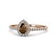 Arella Desire Pear Cut Smoky Quartz and Diamond Halo Engagement Ring 