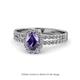1 - Amaya Desire Oval Cut Iolite and Diamond Halo Engagement Ring 