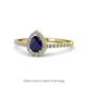 Arella Desire Pear Cut Blue Sapphire and Diamond Halo Engagement Ring 