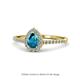 Arella Desire Pear Cut London Blue Topaz and Diamond Halo Engagement Ring 