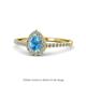 Arella Desire Pear Cut Blue Topaz and Diamond Halo Engagement Ring 