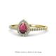 Arella Desire Pear Cut Rhodolite Garnet and Diamond Halo Engagement Ring 