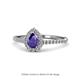 1 - Arella Desire Pear Cut Iolite and Diamond Halo Engagement Ring 
