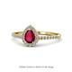 Arella Desire Pear Cut Ruby and Diamond Halo Engagement Ring 