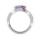 4 - Eleni Tanzanite and Amethyst with Side Diamonds Bypass Ring 