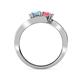 4 - Eleni Blue Topaz and Pink Tourmaline with Side Diamonds Bypass Ring 