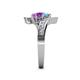 5 - Eleni Blue Topaz and Amethyst with Side Diamonds Bypass Ring 
