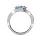 4 - Eleni Blue Topaz and Tanzanite with Side Diamonds Bypass Ring 