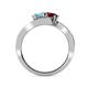 4 - Eleni Blue Topaz and Red Garnet with Side Diamonds Bypass Ring 
