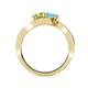 4 - Eleni Peridot and Blue Topaz with Side Diamonds Bypass Ring 