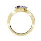 4 - Eleni Blue Sapphire and Tanzanite with Side Diamonds Bypass Ring 