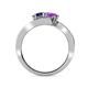 4 - Eleni Blue Sapphire and Amethyst with Side Diamonds Bypass Ring 