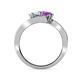 4 - Eleni Aquamarine and Amethyst with Side Diamonds Bypass Ring 