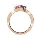 4 - Eleni Pink Tourmaline and Blue Sapphire with Side Diamonds Bypass Ring 
