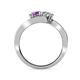 4 - Eleni Amethyst and Diamond with Side Diamonds Bypass Ring 