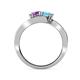 4 - Eleni Amethyst and Blue Topaz with Side Diamonds Bypass Ring 