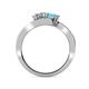 4 - Eleni Diamond and Blue Topaz with Side Diamonds Bypass Ring 