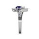5 - Eleni White and Blue Sapphire with Side Diamonds Bypass Ring 
