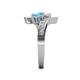 5 - Eleni White Sapphire and Blue Topaz with Side Diamonds Bypass Ring 