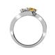 4 - Eleni White Sapphire and Citrine with Side Diamonds Bypass Ring 