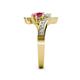 5 - Eleni White Sapphire and Rhodolite Garnet with Side Diamonds Bypass Ring 
