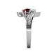 5 - Eleni White Sapphire and Red Garnet with Side Diamonds Bypass Ring 