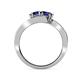 4 - Eleni Blue Sapphire with Side Diamonds Bypass Ring 