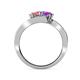 4 - Eleni Pink Tourmaline and Amethyst with Side Diamonds Bypass Ring 