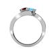 4 - Eleni Red Garnet and Blue Topaz with Side Diamonds Bypass Ring 