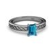 2 - Maren Classic 7x5 mm Emerald Cut London Blue Topaz Solitaire Engagement Ring 