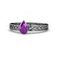 1 - Maren Classic 7x5 mm Pear Shape Amethyst Solitaire Engagement Ring 