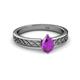 2 - Maren Classic 7x5 mm Pear Shape Amethyst Solitaire Engagement Ring 