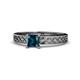 1 - Maren Classic 5.5 mm Princess Cut Blue Diamond Solitaire Engagement Ring 