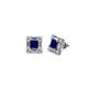 1 - Katheryn Blue Sapphire and Diamond Halo Stud Earrings 