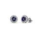 1 - Ayana Round Blue Sapphire and Diamond Halo Stud Earrings 