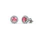 1 - Ayana Round Pink Tourmaline and Diamond Halo Stud Earrings 