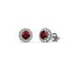 1 - Ayana Round Red Garnet and Diamond Halo Stud Earrings 