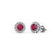 1 - Ayana Round Ruby and Diamond Halo Stud Earrings 
