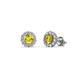 1 - Ayana Round Yellow and White Diamond Halo Stud Earrings 