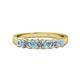 1 - Evia 3.00 mm Princess Cut Aquamarine and Diamond 7 Stone Wedding Band 
