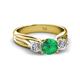 2 - Alyssa 6.00 mm Emerald and Diamond Three Stone Ring 