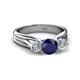 2 - Alyssa 6.00 mm Blue Sapphire and Diamond Three Stone Ring 