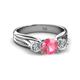 2 - Alyssa 6.40 mm Pink Tourmaline and Diamond Three Stone Ring 