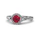 1 - Lyneth Desire Ruby and Diamond Halo Engagement Ring 