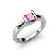3 - Izna Princess Cut Lab Created Pink Sapphire Solitaire Engagement Ring 