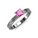 3 - Cael Classic 5.5 mm Princess Cut Lab Created Pink Sapphire Solitaire Engagement Ring 
