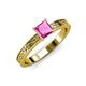 3 - Cael Classic 5.5 mm Princess Cut Lab Created Pink Sapphire Solitaire Engagement Ring 