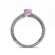 4 - Florie Classic 5.5 mm Princess Cut Lab Created Pink Sapphire Solitaire Engagement Ring 