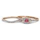 1 - Florence Prima Rhodolite Garnet and Diamond Halo Bridal Set Ring 